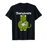 Balls Of Yarn Make The World Go Round Yarnivore Dinosaur Knitting T-Shirt - Women's Casual Funny Knitting Themed Dinosaur T-Shirt - Black, Small