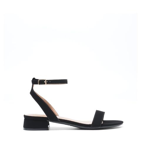 Image of DREAM PAIRS Women Black White Nude Clear Sandals Low Heel Dressy Sandals Ankle Strap Open Toe Chunky Block Heeled Summer Classic Comfortable Flat Shoes