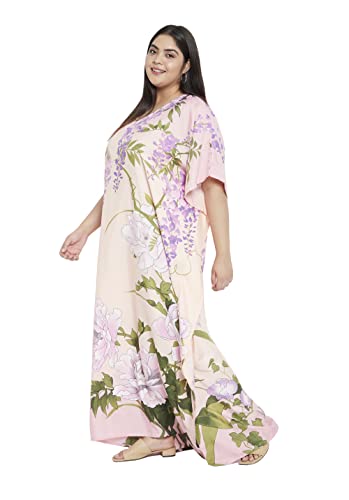 Image of Oussum Women Kaftan Plus Size Polyester Summer Lightweight Caftan Swimsuit Cover Ups Maxi African Mumu Lounge House Dress