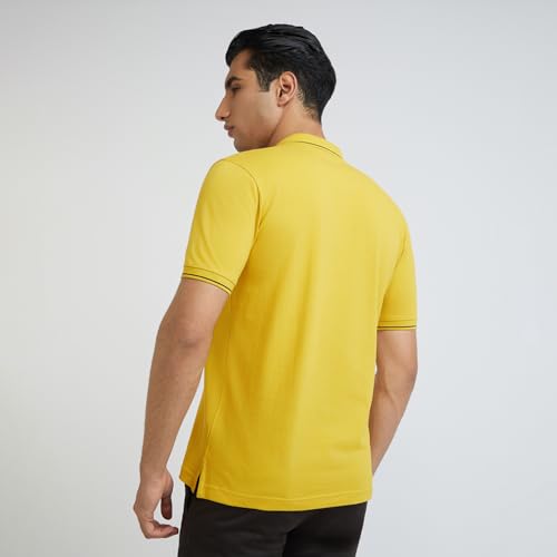 Image of Raymond Contemporary Fit Pure Cotton Solid Pattern Polo Neck Casual T-Shirt