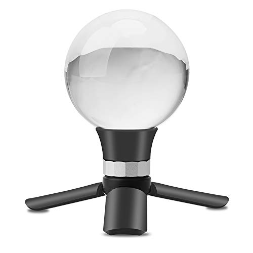 Adwikoso - Bola de cristal transparente para fotografía K9 con trípode y soporte de ventosa para base de soporte de cristal transparente decorativo, con bolsas de terciopelo y paños de limpieza, 70 mm