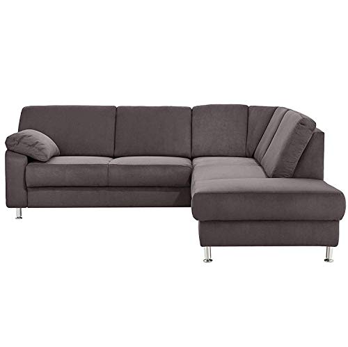 CAVADORE Belfast Canapé d'angle Droit en Microfibre avec Noyau à Ressort Gris 243 x 88 x 218