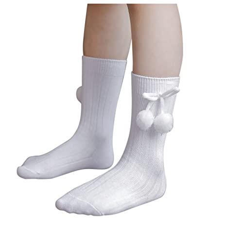 Newborn Infant Non-Slip Socks Princess Socks Baby Girl Knee-High Socks Toddlers Bow Stockings 0-4 Years (White-01, 2-4 Years)2