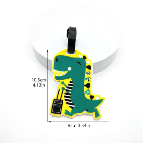 Cute Cartoon Dinosaur Silicone Luggage Tag Fun Triceratops Travel Bag Tag Personalized Labels for Cruise Airport (T-Rex)4