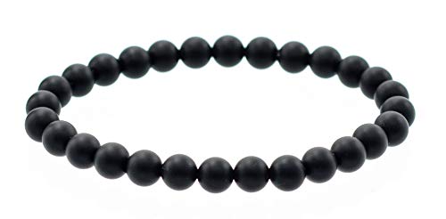 Ltc Designs Matte Finished 6Mm Round Black Onyx Stretch Bracelet, 7" For Women And Men #TOP20