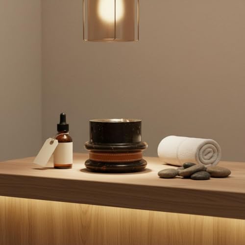 Lycpajk Marble Aroma Essential Oil Dispenser Stone Fragrance Accessory Scented Ornament Polished Marble Smokeless Use Suitable for Office Living Room Showroom Study, Modern, Contemporary-A - Image 4