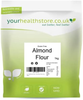 yourhealthstore® Premium, Gluten Free, Finely Ground Almond Flour 1kg, Non GMO, Blanched, Keto, from Spain (Resealable and Recyclable Pouch).