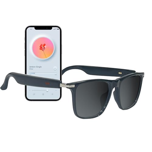 Image of Smart Sunglasses for Men Women, UV400 Polarised Interchangeable Lenses Sunglasses, Bluetooth Glasses with Speakers, IP68 Waterproof, Noise Cancelling,85 Mah Battery for Sports Outdoor Activities-Black