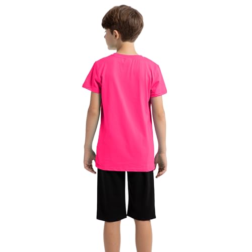 Image of amropi Boys Shorts Set Cotton T-Shirt and Short Pants 2 Pieces Summer Tracksuit for Age 2-12 Years