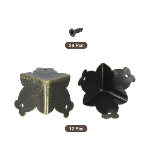 Image of uxcell 12 Pcs Decorative Box Corner Cover, 20mm Metal Edge Guard, Furniture Corner Edges Protector, Bronze