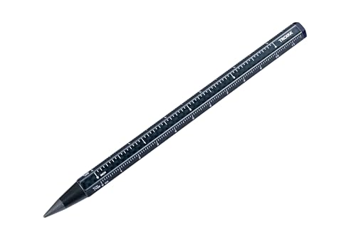 TROIKA Bleistift Endlos Mine CONSTRUCTION ENDLESS CARBON mit Zentimeter-/Zoll-Lineal nachhaltiger Endlos-Schreibspitze (ca. 20km) Schreibspitze austauschbar aus Aluminium Metall in Carbon Optik