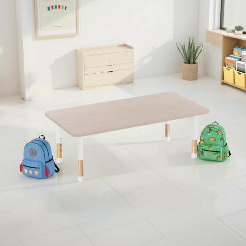 Image of Factory Direct Partners 30 inch x 60 inch Rectangle Kids Classroom Table with Adjustable Chunky Wood Legs