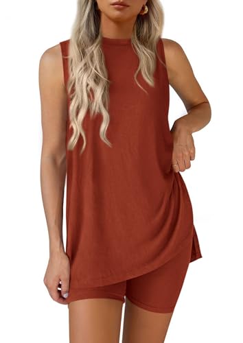 Image of PRETTYGARDEN 2 Piece Sets for Women 2026 Summer Matching Lounge Shorts Set Resort Airport Travel Loungewear Outfits Clothing