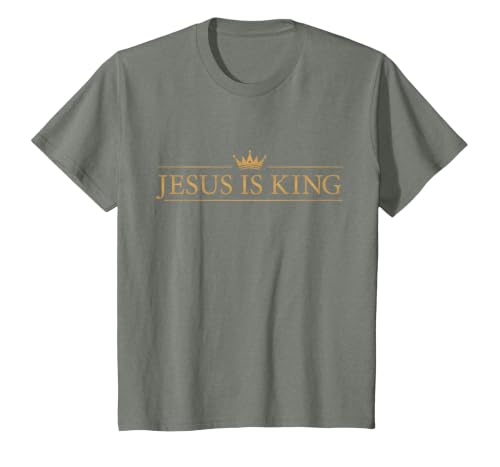 Classic Jesus is King with Crown Christian T-Shirt, Youth, Olive Heather, 2T
