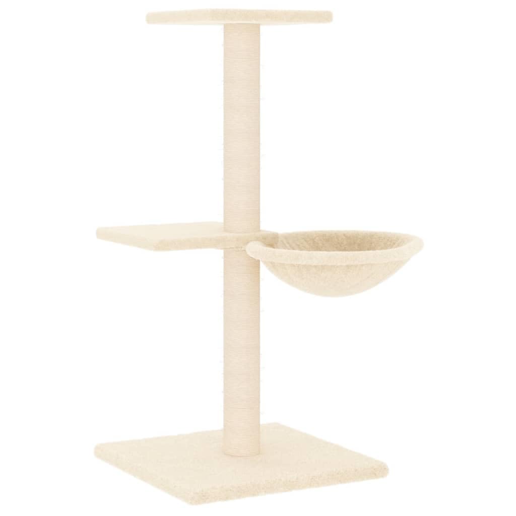 Árbol rascador con columna rascador de sisal y cesta, color crema, 72 cm | Torre de gato compacta con felpa suave y sisal natural resistente, ideal para el salón de cuidado de las garras.