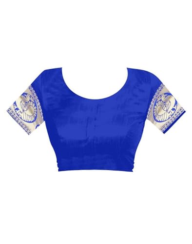 Buy SIRIL Women's Soft Silk Saree | Banarasi Silk Sari | Jacquard Zari Work Saree With Unstitched Blouse Piece (4050S508_Royal Blue) at Amazon.in - Image 5