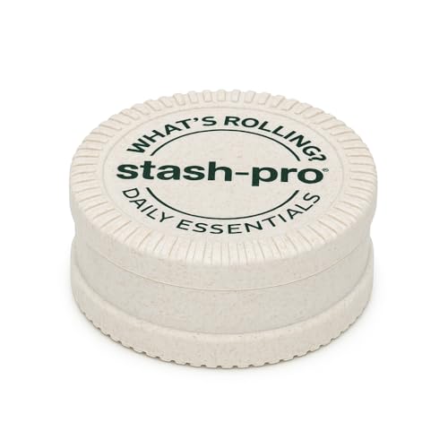 Image of Stash-Pro Herb Grinder - Compact 2-Part Crusher with Magnetic Lid | Durable Plastic Build | Portable for Daily Essentials (Cream)