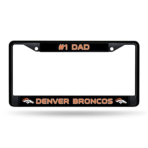 Rico Industries NFL Denver Broncos #1 DAD Black Chrome Frame W Decal Insert 12 x 6 Car/Truck Auto Accessory