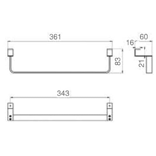 Miniatura 2 de Imex - Toallero De Barra Para Mueble, Toallero De Acero Inoxidable, Sin Taladros Para Mueble - 36 Cm Negro Mate -Spa001 Ng