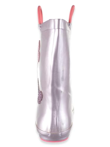 Girls Rain Boots for Toddlers - Waterproof Rubber Rainboots with Easy-On Handles (Pink Butterflies, Size 8)2