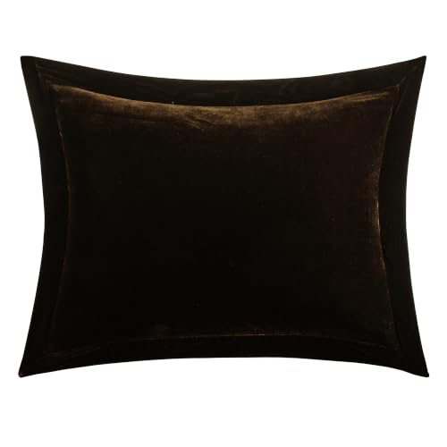 HiEnd Accents Stella Faux Silk Velvet Espresso Flanged Dutch Euro Pillow