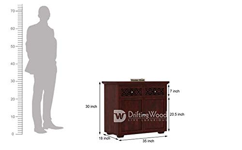 Image of DRIFTINGWOOD Solid Sheesham Wood Sideboard Tv Cabinet for Living Room | Free Standing Movable Tv Unit Side Board Table with 2 Drawer & 2 Door Cabinet Storage Furniture for Home | Mahogany Finish