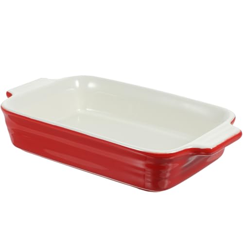Uonlytech Molde de Cerámica para Hornear Asas Dobles Bandeja Rectangular para Queso y Arroz al Horno Utensilio Resistente para Microondas y Horno Adecuado para Cocina Color Aleatorio