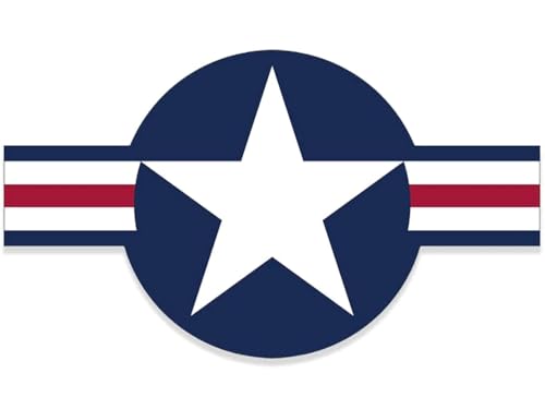 Image of Large USAF Roundel Shaped Sticker (US Air Force Logo Insignia Jet Plane Airman Vinyl Decal Star Bar red White Blue for car Truck or Plane (5 x 10 inch) USAF Licensed