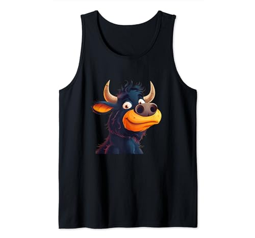 Disfraz de cara de buey con cuernos para divertidos amantes del ganado Camiseta sin Mangas