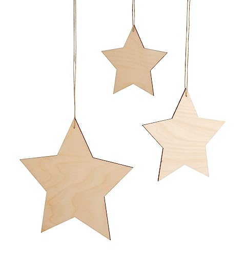 Rayher Set of Three Wood Stars for Crafting and Home Décor, Wood Star Hanging Ornaments - Image 2