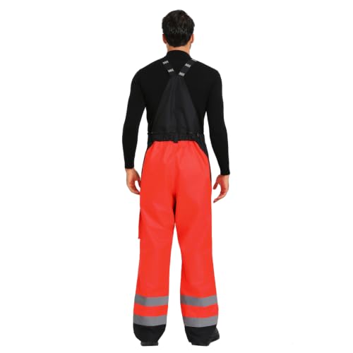 Image of 3-Piece Hi-Vis Rain Suit, Safety Jacket with Hood & Bib Overalls