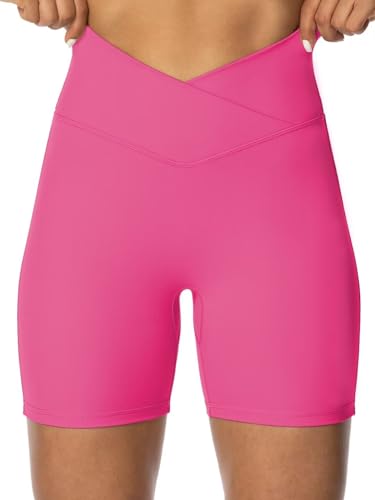 Image of Sunzel Crossover Biker Shorts for Women, No Front Seam V High Waist Yoga Workout Gym Shorts with Tummy Control | 4 Or 6-Inch Inseam, High Waisted, Tummy Control, Crossover Waist, Buttery Soft, No Front Seam, Squat Proof, Compression