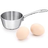 KC-Emier Mini Sauce Pan, Tri-Ply Stainless Steel Pot with Stay-Cool Handle Heating Sauce Gravy & Oil (5oz/150ml) - Silver