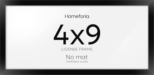 Image of Homeforia 4x9 Business License Frame Black, High End Metal 4 x 9 Certificate Frames with Real Glass, 9x4 Document Frames for Wall or Tabletop, 4 by 9 Picture Frames, Tempered Glass, Wall Kit, Set of 1