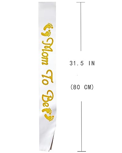 Image of Mom to be Sash, Satin with Gitter Font and Baby Foot, Best Baby Shower Mommy Decor, Gender Reveal Party Boy Or Girl