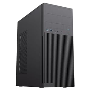 CiT Academy Office Business PC Case with 500W PSU, USB Type-C, 2 x USB 3.0, 80mm Rear Fan - Mid-Tower ATX Computer Case | Black