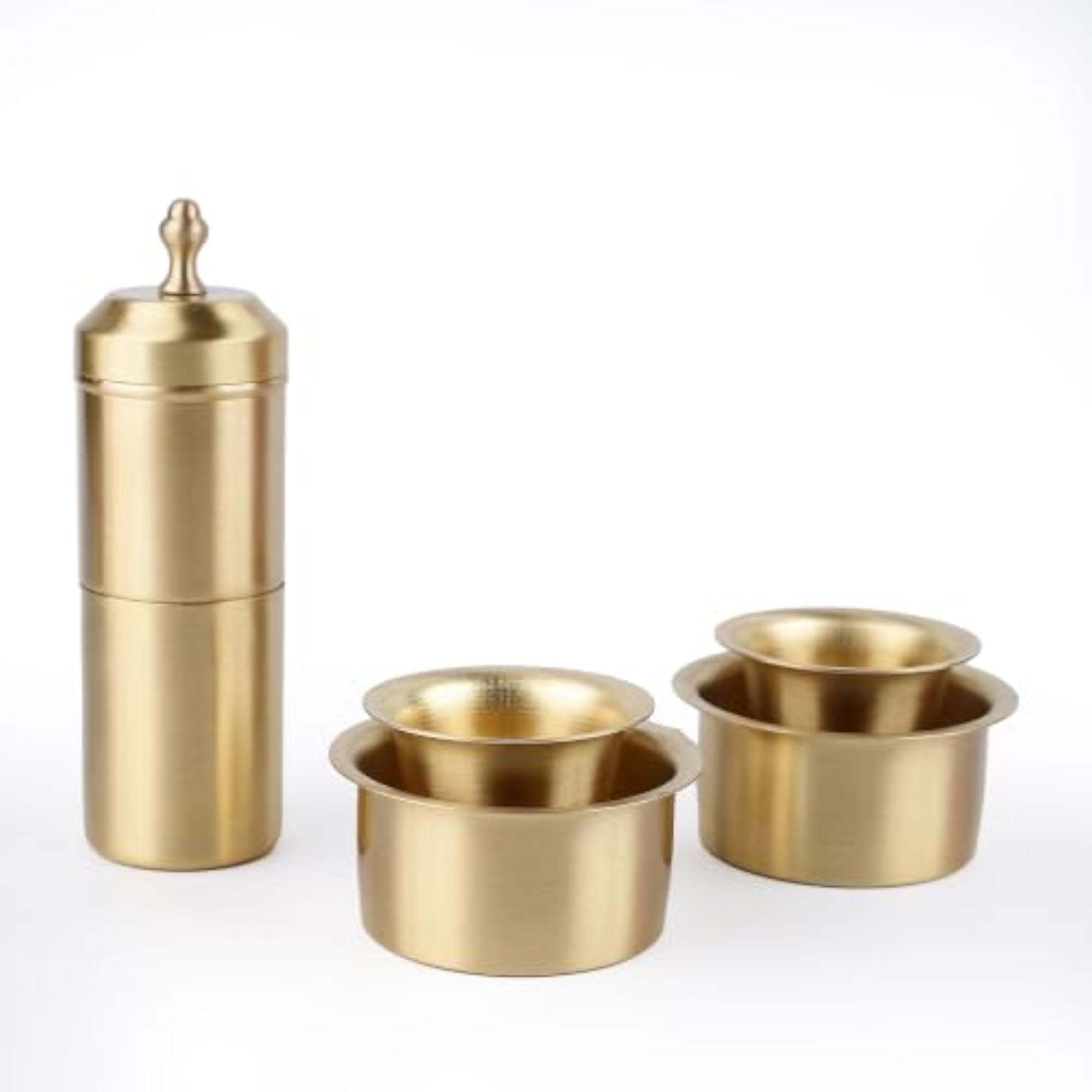 Brass Filter Coffee Set with Press, Tumbler & Bowl