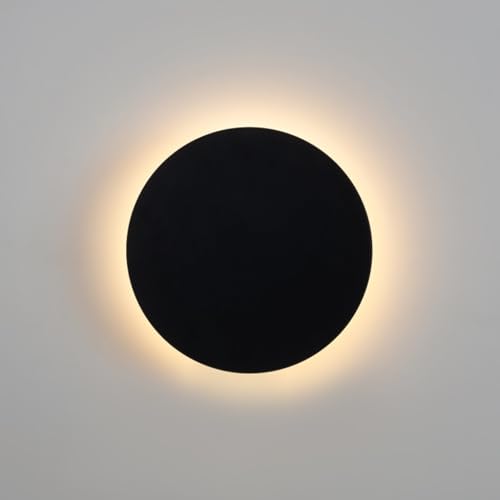 BARCELONA LED Aplique de pared LED “Eclipse” 18W IP65 color Negro – Iluminación indirecta, CCT 3000K/4000K/6000K, diseño moderno en PVC mate, interior y exterior