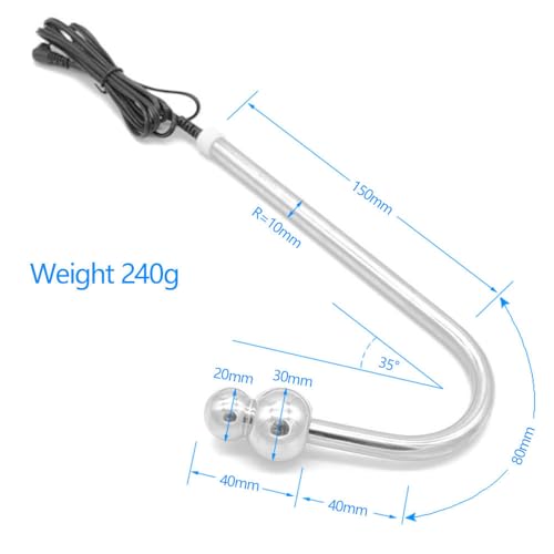 NAIXBTY SM Elektro Schock Edelstahl Analhaken mit Ball Elektrostimulation Bondage Analplug Anal Hook Analspielzeug Anal Plug BDSM Extrem Buttplug Anus Masturbator E-stim Sexspielzeug für Männer Frauen