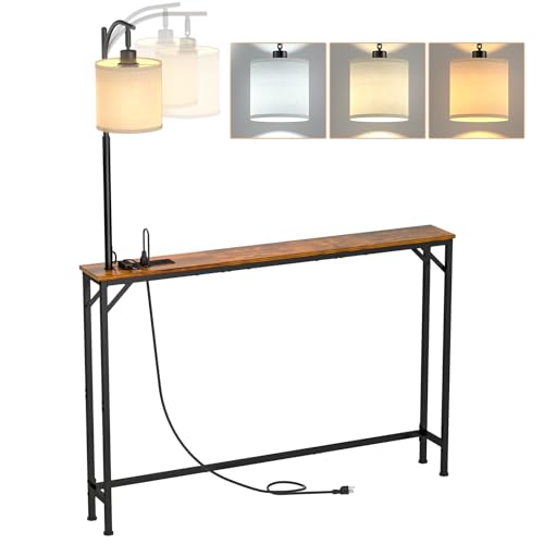 Skinny Console Table with Outlet and LED Lighting
