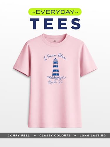 Image of NOBERO 100% Cotton T-Shirts for Women Stylish | Regular Fit | Graphic Printed T Shirts for Women 180 GSM Combed Cotton | Crew Neck Half Sleeve