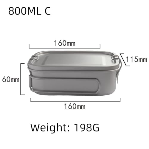 Echeson Pure Titanium Lunch Box 800ML Outdoor Camping Portable Square Lunch Box Household Tableware (Color : 800ML C)
