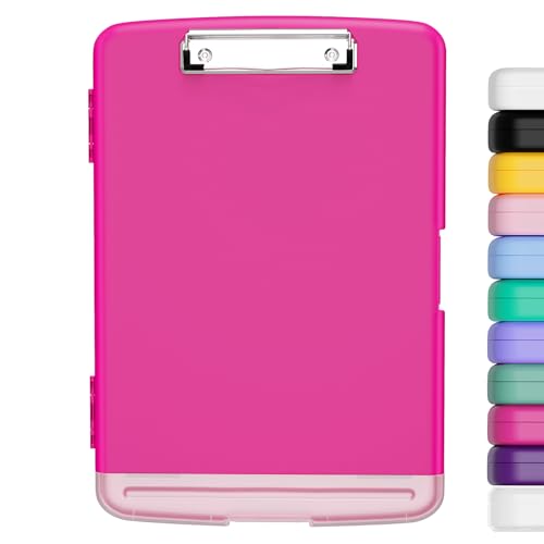 Hnogri Plastic Clipboard with Storage, Folder Nursing Clipboard Side Opening, Heavy Duty Clips, Slim Clipboard Storage Box, Light Weight, Smooth Writing for Work, Size 14 x 9.6 x 1.2 Inches(Red)