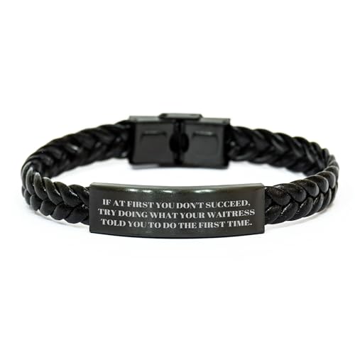 Funny Waitress Quote Interlaced Leather Bracelet Gifts from Friends to Waitress for Birthday
