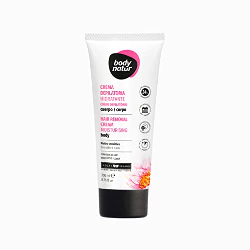 BODYNATUR - Crema Depilatoria Hidratante Corporal para Pieles Sensibles con Flor de Loto - Incluye Espátula - 200 ML Cover