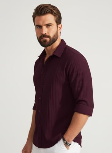 Image of Amazon Brand - INKAST Men's Casual Button Down Shirts Long Sleeve Linen Shirt Fashion Textured Beach Summer Shirt