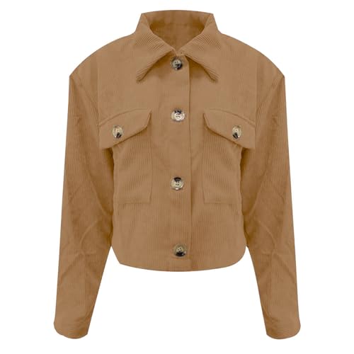 Jackets for Women Cropped Corduroy Shackets Button Down Long Sleeve Crop Jacket Shirts Dressy Fall Fashion Clothes 20253