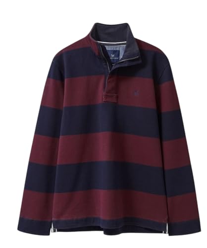 Crew Clothing PADSTOW PIQUE SWEAT HERITAGE NAVY/BURGANDY (UK, Alpha, XXL, Regular, Regular)