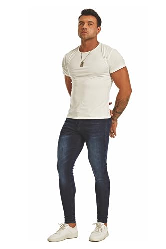 FIILIMER Men's Super Skinny Stretch Tapered Leg Slim Fit Ripped Distressed Jeans…
