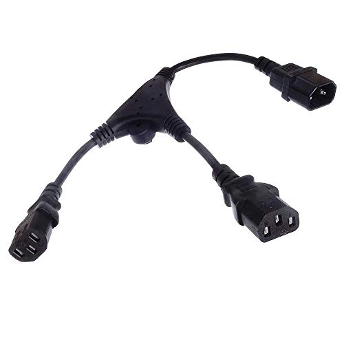 Y-Netzkabel-Verlängerung: Kaltgerätestecker auf 2 Kaltgerätebuchsen. 20-17-17cm
